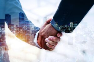handshake, business deal, city